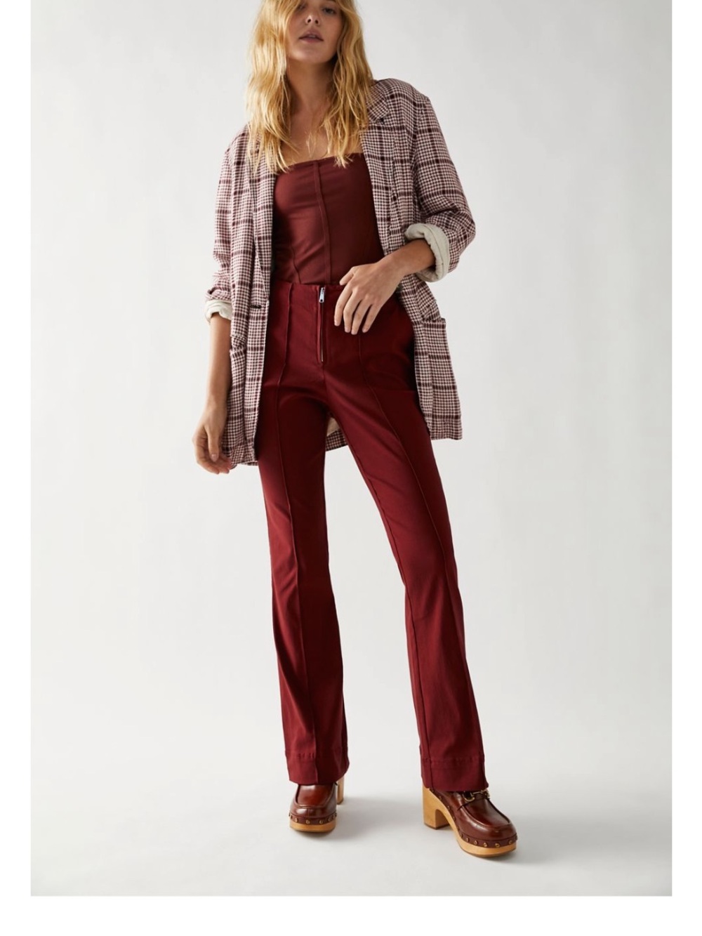 We The Free Black and Brown  Straight-Leg Zip Pants